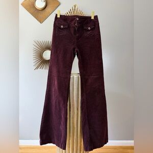 Anthropologie Corduroy Flare Pants in Deep Wine
